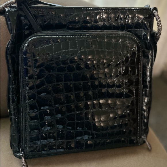 BRIGHTON Vintage - Black Crocodile-Embossed Women's Bag - Picture 3 of 13